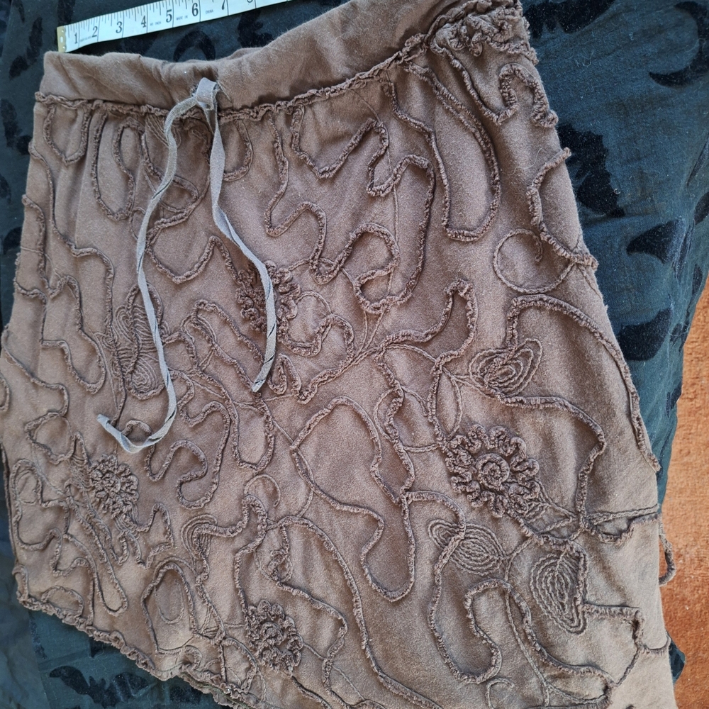 Max Studio Textured Brown Mini Skirt